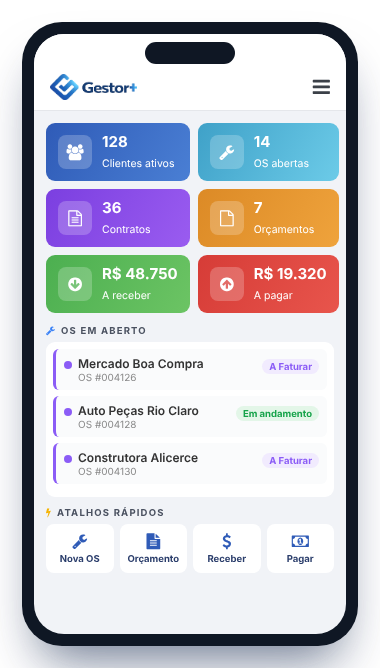 Ilustração do GestorPlus no celular